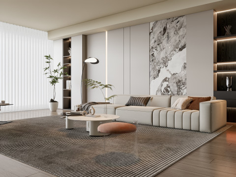 Sofa Coffee table Wall panel Living Combination 13 3Dモデル