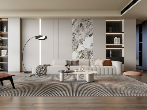 Sofa Coffee table Wall panel Living Combination 13 3Dモデル