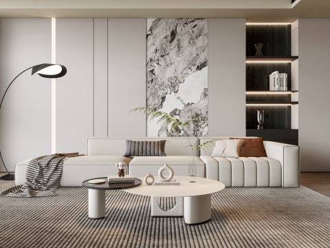 Sofa Coffee table Wall panel Living Combination 13 3Dモデル