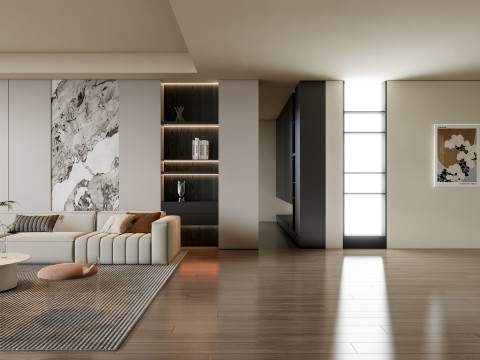 Sofa Coffee table Wall panel Living Combination 13 3Dモデル