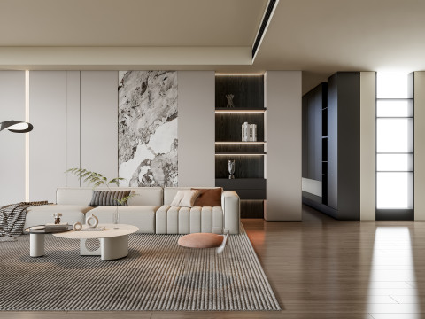 Sofa Coffee table Wall panel Living Combination 13 3Dモデル