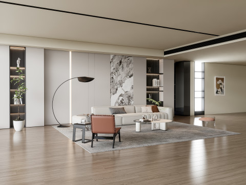Sofa Coffee table Wall panel Living Combination 13 3Dモデル