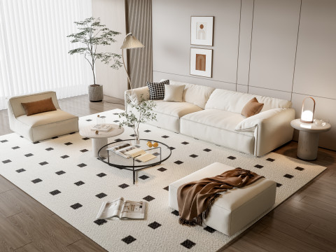 Sofa Coffee table Wall panel Living Combination 14 3Dモデル