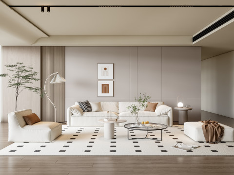 Sofa Coffee table Wall panel Living Combination 14 3D Model