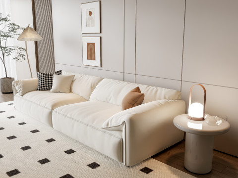 Sofa Coffee table Wall panel Living Combination 14 3D Model