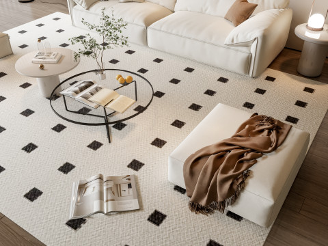 Sofa Coffee table Wall panel Living Combination 14 3D Model