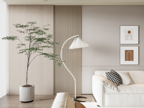 Sofa Coffee table Wall panel Living Combination 14 3D Model
