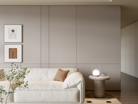 Sofa Coffee table Wall panel Living Combination 14 3D Model