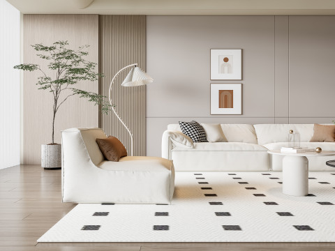 Sofa Coffee table Wall panel Living Combination 14 3D Model