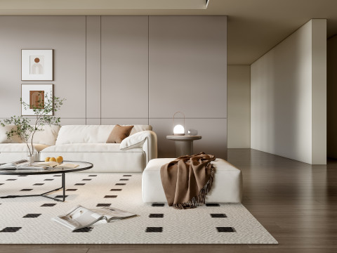 Sofa Coffee table Wall panel Living Combination 14 3D Model