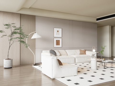 Sofa Coffee table Wall panel Living Combination 14 3D Model
