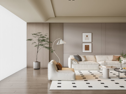 Sofa Coffee table Wall panel Living Combination 14 3D Model