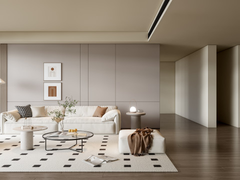 Sofa Coffee table Wall panel Living Combination 14 3D Model