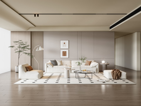 Sofa Coffee table Wall panel Living Combination 14 3D Model