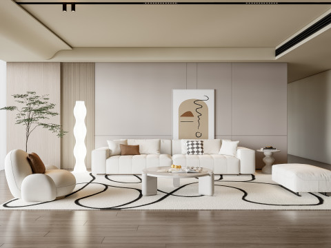 Sofa Coffee table Wall panel Living Combination 15 Model 3D