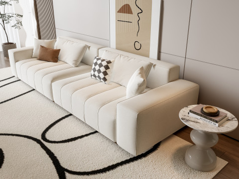 Sofa Coffee table Wall panel Living Combination 15 Model 3D