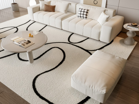 Sofa Coffee table Wall panel Living Combination 15 Model 3D