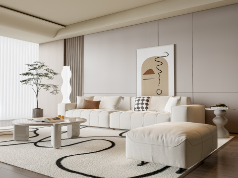 Sofa Coffee table Wall panel Living Combination 15 Model 3D