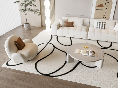 Sofa Coffee table Wall panel Living Combination 15 Model 3D