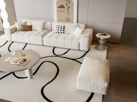 Sofa Coffee table Wall panel Living Combination 15 Model 3D