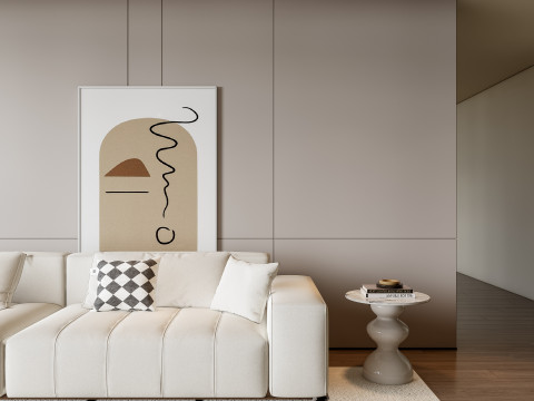Sofa Coffee table Wall panel Living Combination 15 Model 3D