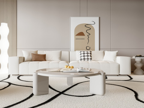 Sofa Coffee table Wall panel Living Combination 15 Model 3D