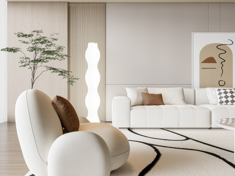 Sofa Coffee table Wall panel Living Combination 15 Model 3D