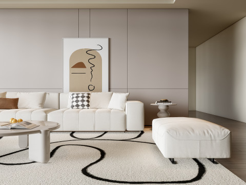Sofa Coffee table Wall panel Living Combination 15 Model 3D