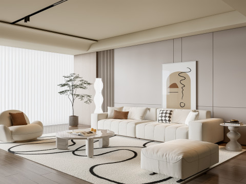 Sofa Coffee table Wall panel Living Combination 15 Model 3D