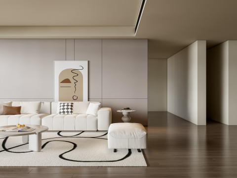 Sofa Coffee table Wall panel Living Combination 15 Model 3D
