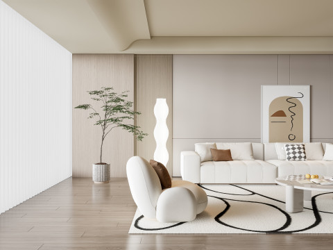 Sofa Coffee table Wall panel Living Combination 15 Model 3D