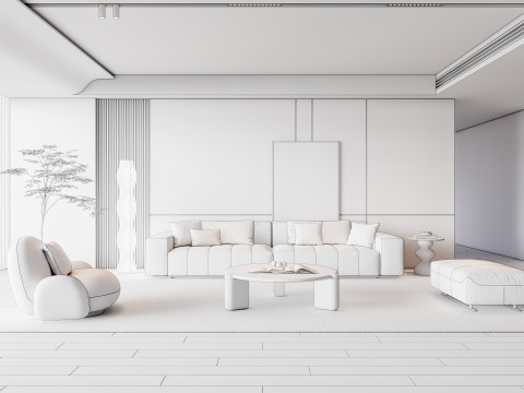 Sofa Coffee table Wall panel Living Combination 15 Model 3D