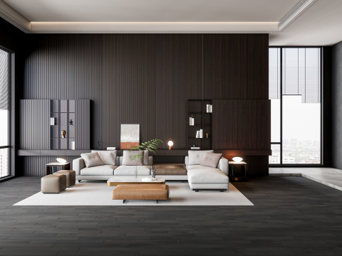 Sofa Coffee table Wall panel Living Combination 16 3Dモデル