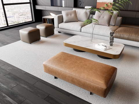 Sofa Coffee table Wall panel Living Combination 16 3Dモデル