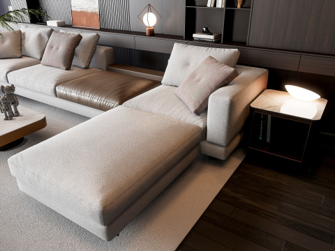 Sofa Coffee table Wall panel Living Combination 16 3Dモデル