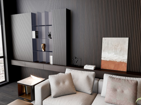 Sofa Coffee table Wall panel Living Combination 16 3Dモデル