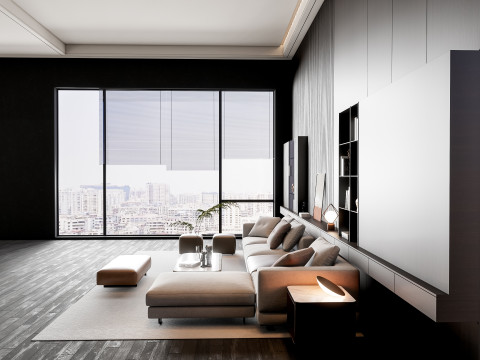 Sofa Coffee table Wall panel Living Combination 16 3Dモデル