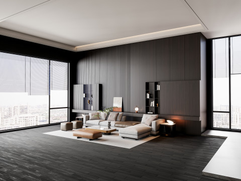 Sofa Coffee table Wall panel Living Combination 16 3Dモデル