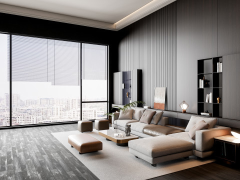 Sofa Coffee table Wall panel Living Combination 16 3Dモデル