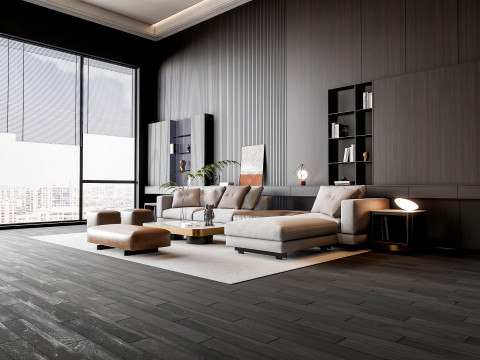 Sofa Coffee table Wall panel Living Combination 16 3Dモデル
