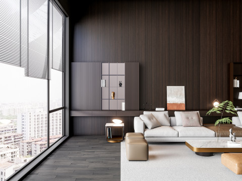 Sofa Coffee table Wall panel Living Combination 16 3Dモデル