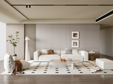 Sofa Coffee table Wall panel Living Combination 17 3D 模型