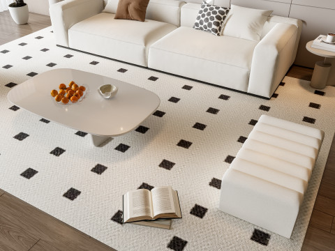 Sofa Coffee table Wall panel Living Combination 17 3D 模型