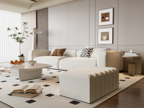 Sofa Coffee table Wall panel Living Combination 17 3D 模型