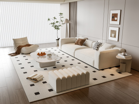 Sofa Coffee table Wall panel Living Combination 17 3D 模型