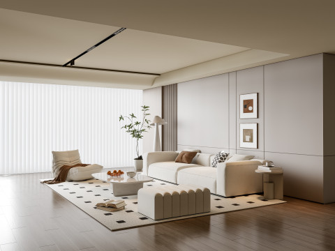 Sofa Coffee table Wall panel Living Combination 17 3D 模型