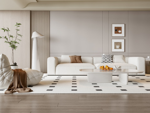 Sofa Coffee table Wall panel Living Combination 17 3D 模型