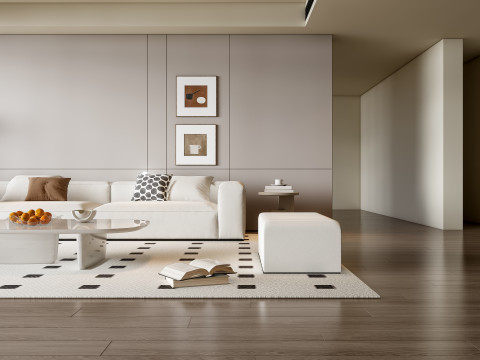 Sofa Coffee table Wall panel Living Combination 17 3D 模型