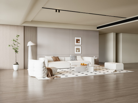Sofa Coffee table Wall panel Living Combination 17 3D 模型