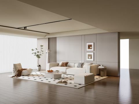 Sofa Coffee table Wall panel Living Combination 17 3D 模型